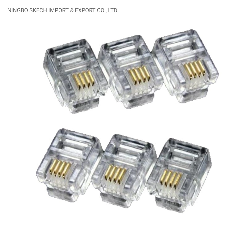 Rj11 Modular Plug Cat3 Voice Phone Connector 6p4c Telephone Modular Plug for Telephone Cable