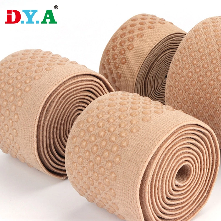 Custom Anti-Slip Transparent DOT Silicone Nylon Polyester Gripper Elastic Band for Clothing