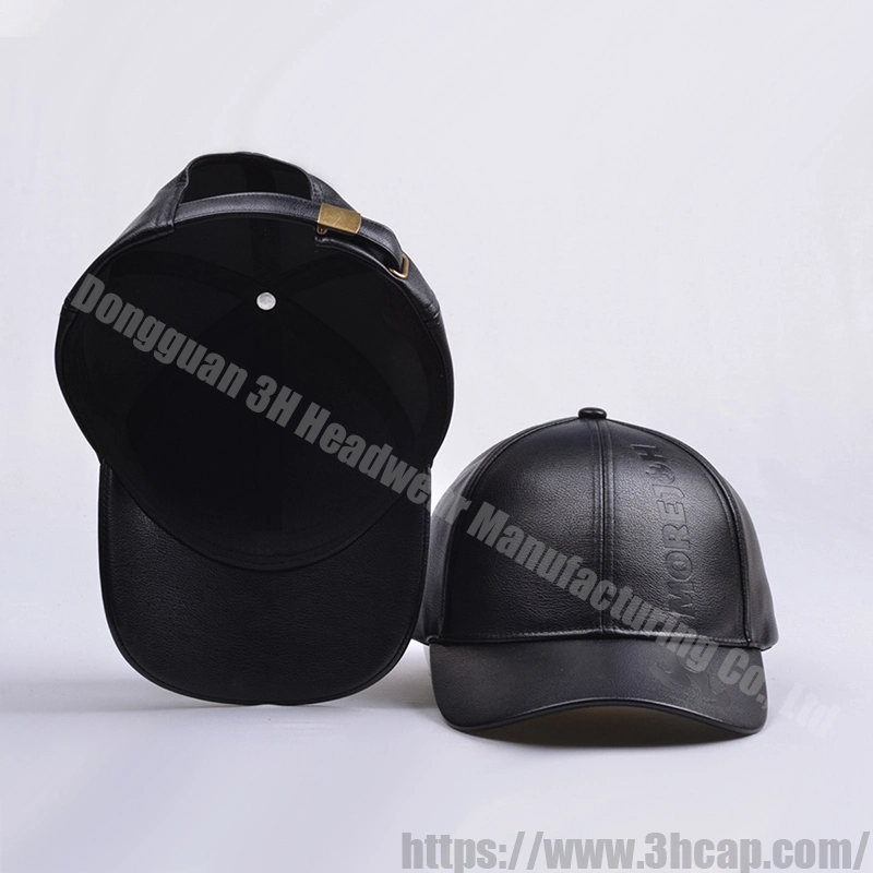 3hcap High quality/High cost performance  Vintage 6 Panel Baseball Gorras Custom Logo PU Leather Hats Caps