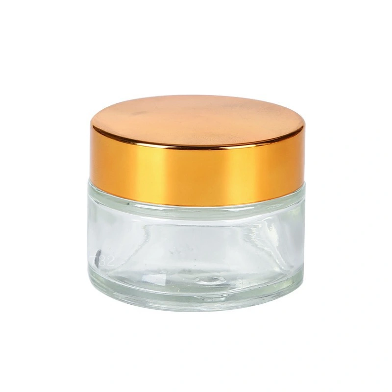 5g 10g 15g 20g 30g 50g 100g Travel Mini Cream Glass Jar Clear Glass Container with Gold Black Silver Cap Cosmetic Packaging