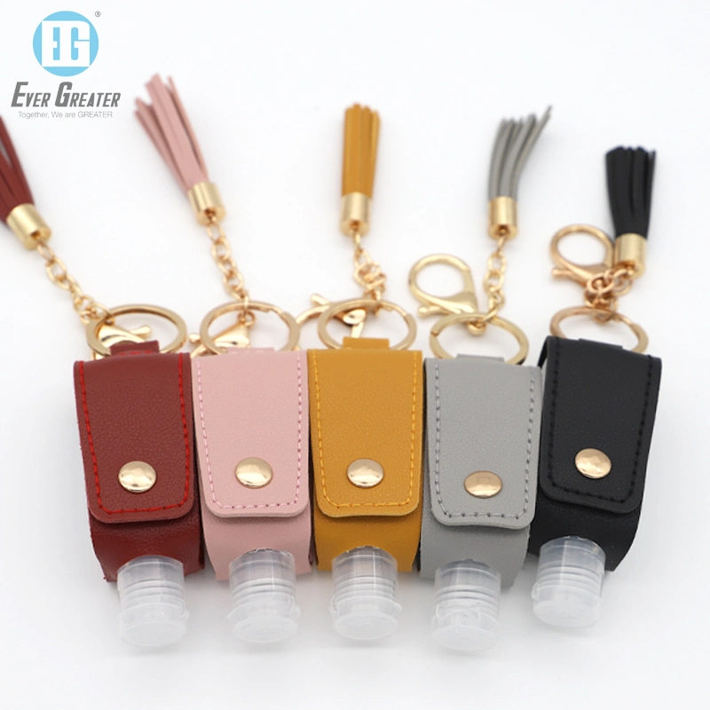 Custom High quality/High cost performance  Luxury Leather Hand Sanitizer Keychain