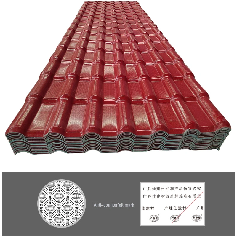 Material de construção de plástico impermeável Folha de telhados Upgrade resina sintética PVC Telhas onduladas revestidas com Azulejo ASA