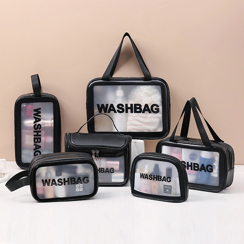 Custom Waterproof Travel Makeup Bag Transparent TPU Zip Pouch Kit Vanity Beauty Bag Clear Cosmetic Wash Bag with Custom Logo