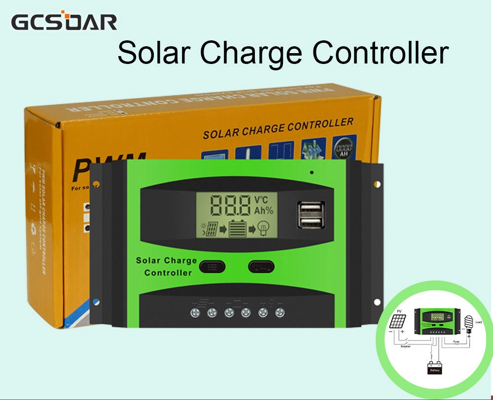 Carregador de painel solar Gcsoar 40A 12V24V com bateria automática Regulador de tensão