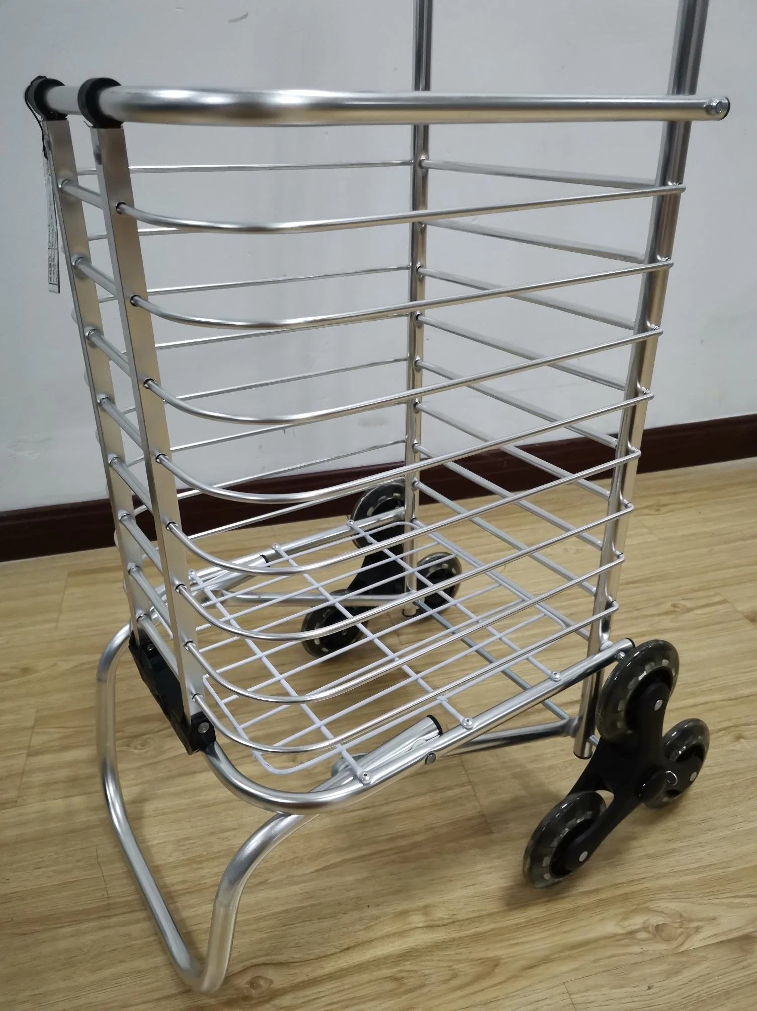 China Lightweight Storage Box Folding Shopping Metal Trolley Carts with Stair Climbing Wheels