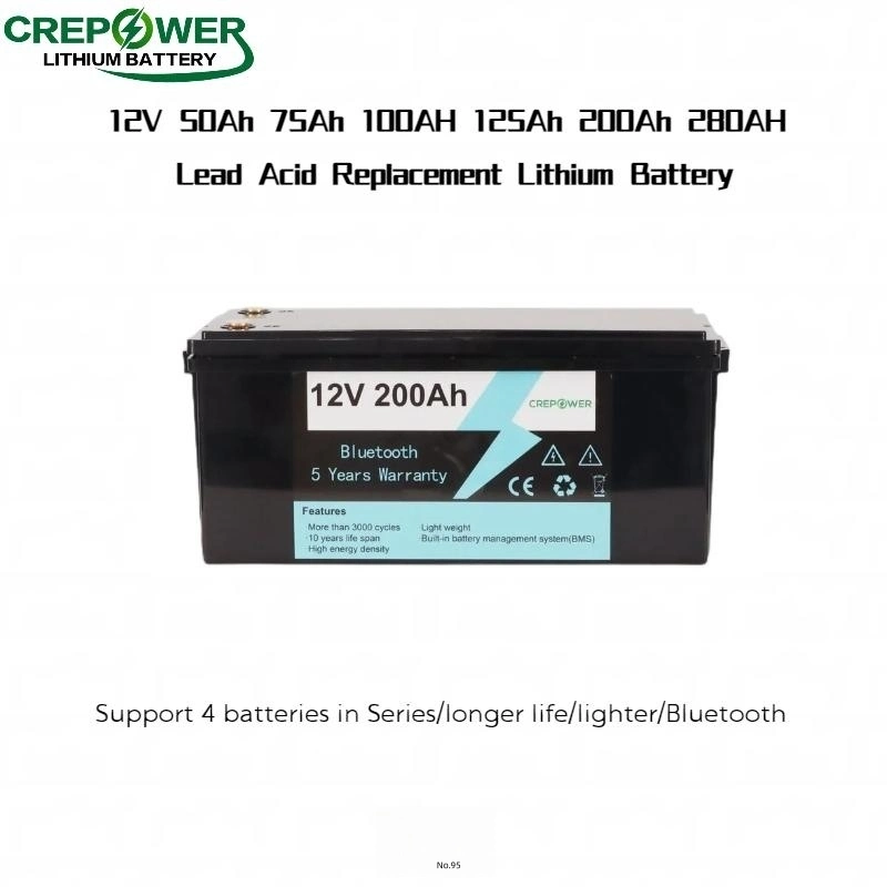 12V 100ah 200ah 300ah Monitor Via Mobile Phone Solar Storage Lithium Battery