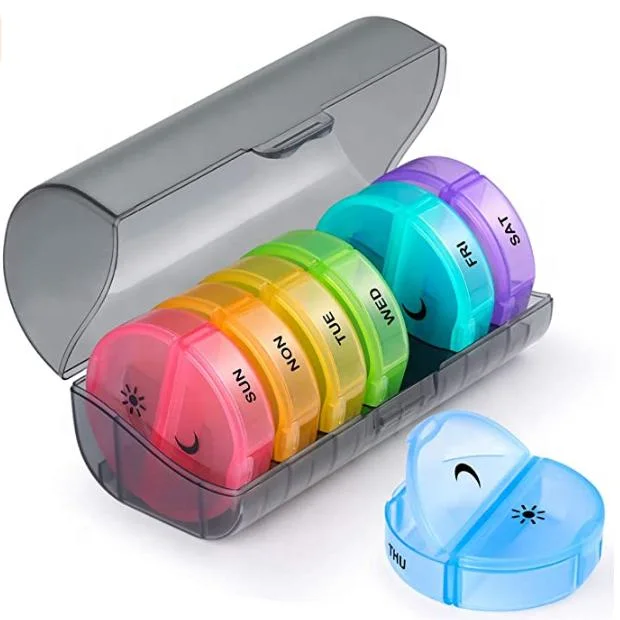 Marque plastique pratique 7 Daily Pocket case plastique Round Pill Boîte