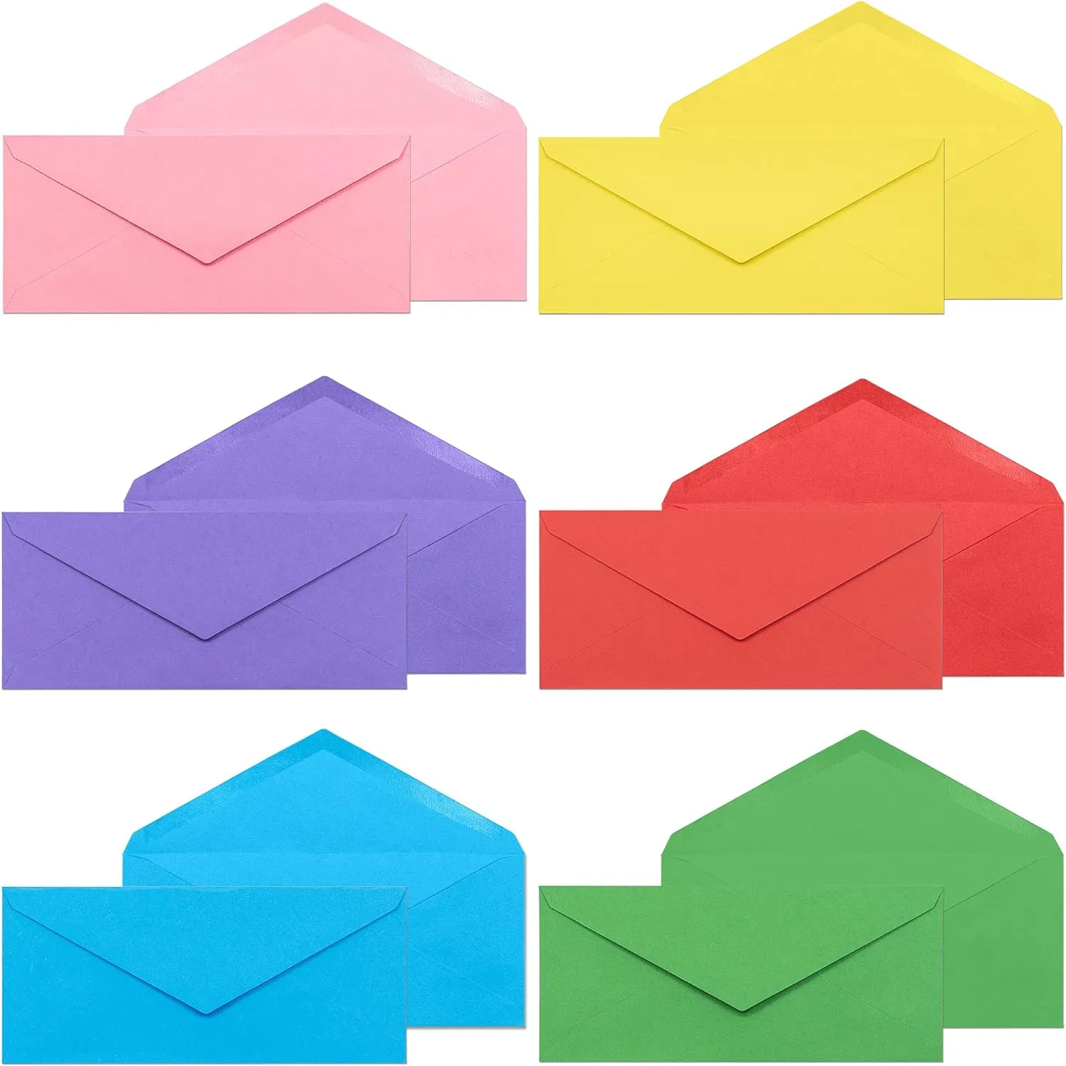 #10 sobres de color de arco iris de negocios glúmelos - Value Pack sobres cuadrados de solapa - 4 1/8 X 9 1/2 pulgadas - 50 cuenta,