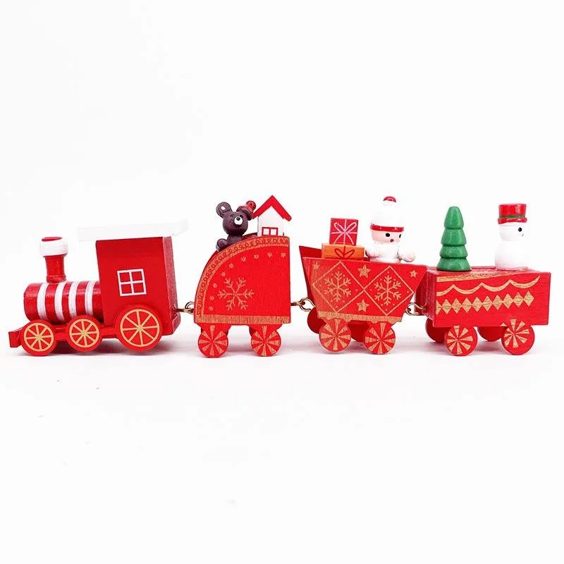 Christmas Presents Wooden Train Tabletop Decorations Christmas Children Toy