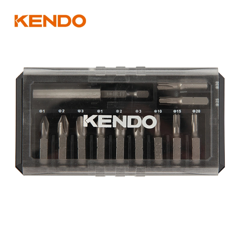 Kendo 12PC Screwdriver Bit Set with Popular Sizes in a Durable, Safe & Solid Storage Plastic Case