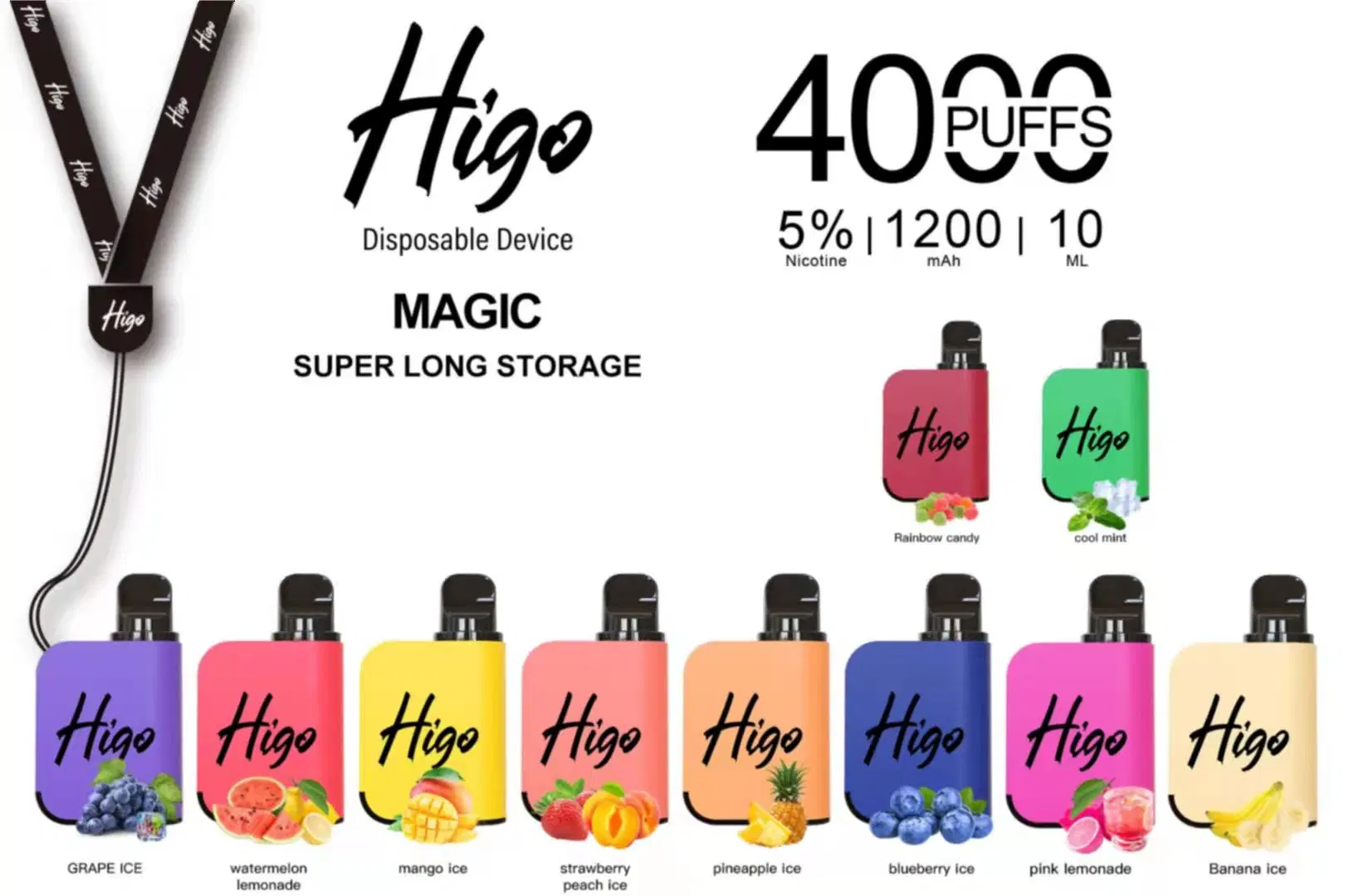 Higo Magic Vape 4000puffs Mesh Coil 1500mAh 5% 2% Nic Hot Selling Rh Mega Box