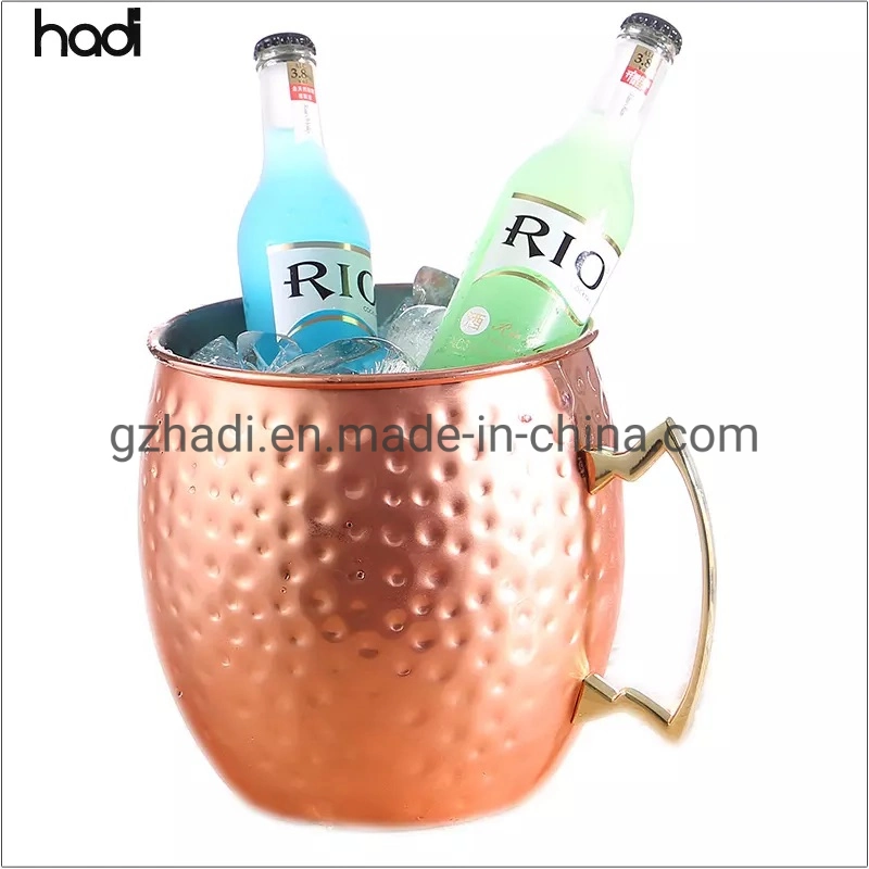 Hadi Supplier Moscow Mule Mug Rose Gold Hammered Stainless Steel Beer Wine Drinkware Copper Magic Mugs Coffee with Handle