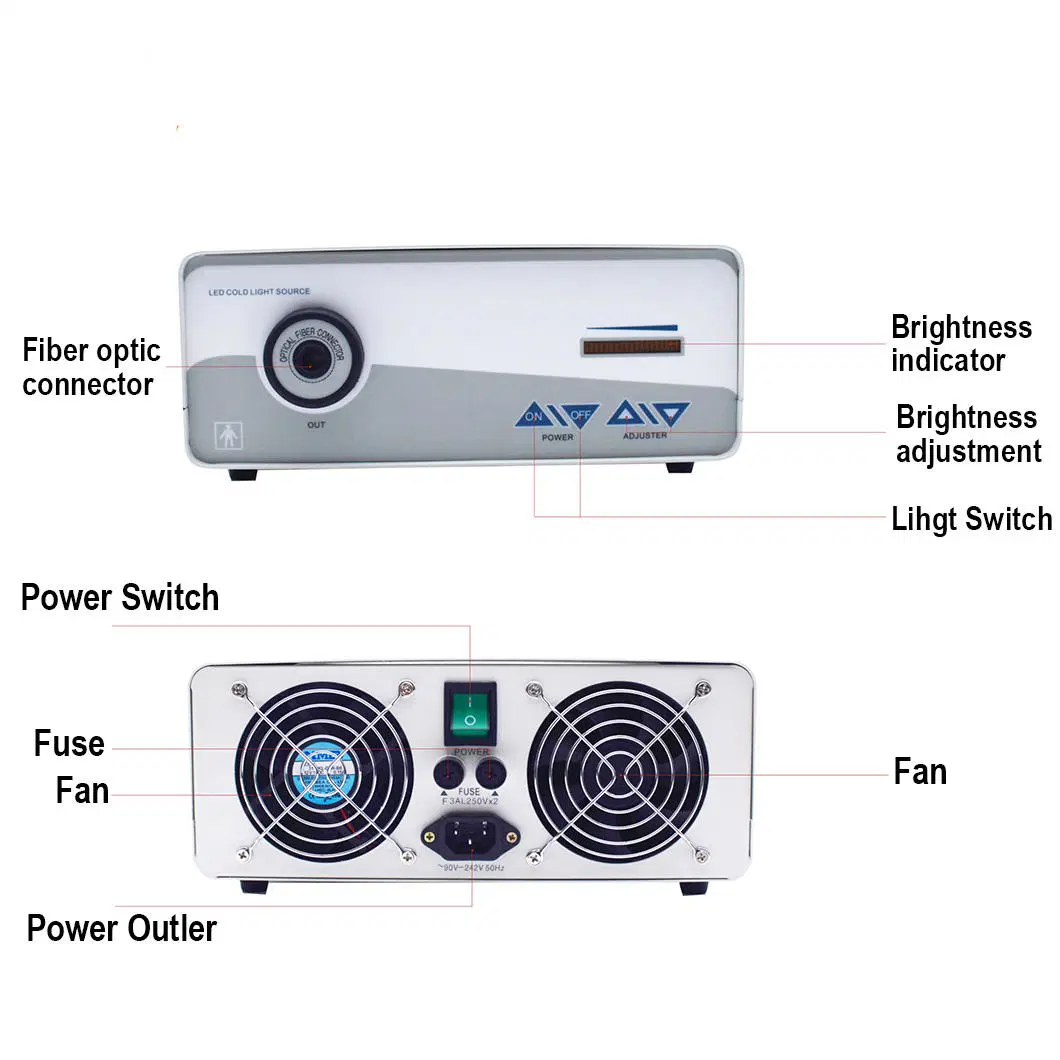 Endoscope source de lumière froide laparoscope dentaire Ent caméra LED froide Source lumineuse avec câble à fibre optique