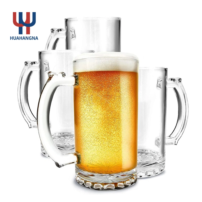 Customized Clear Cup Glass 16oz Frosted Sublimation Glass Beer Mug with Handle