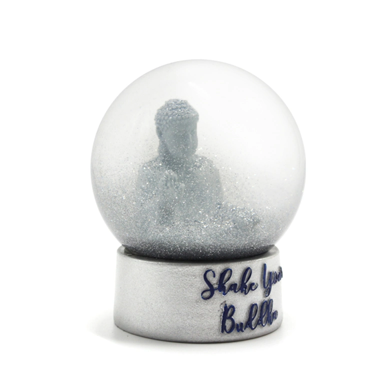 Glass Water Globe Resin Buddha Snow Globe with Gold Flakes