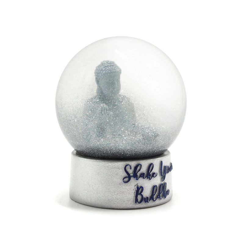 Glass Water Globe Resin Buddha Snow Globe مع الذهب فليكس