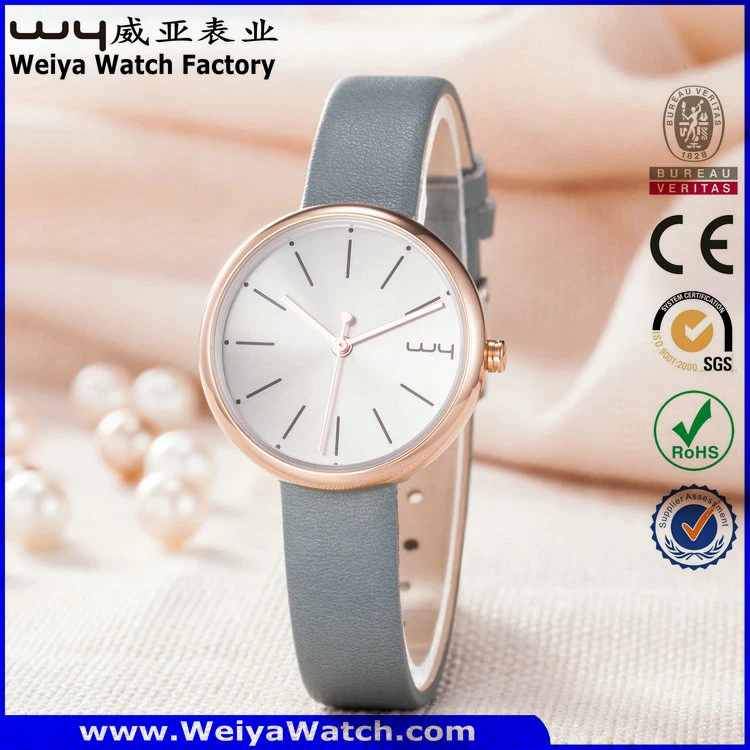 ODM Fashion Leather Strap Quartz Ladies Wrist Watch (Wy-126E)