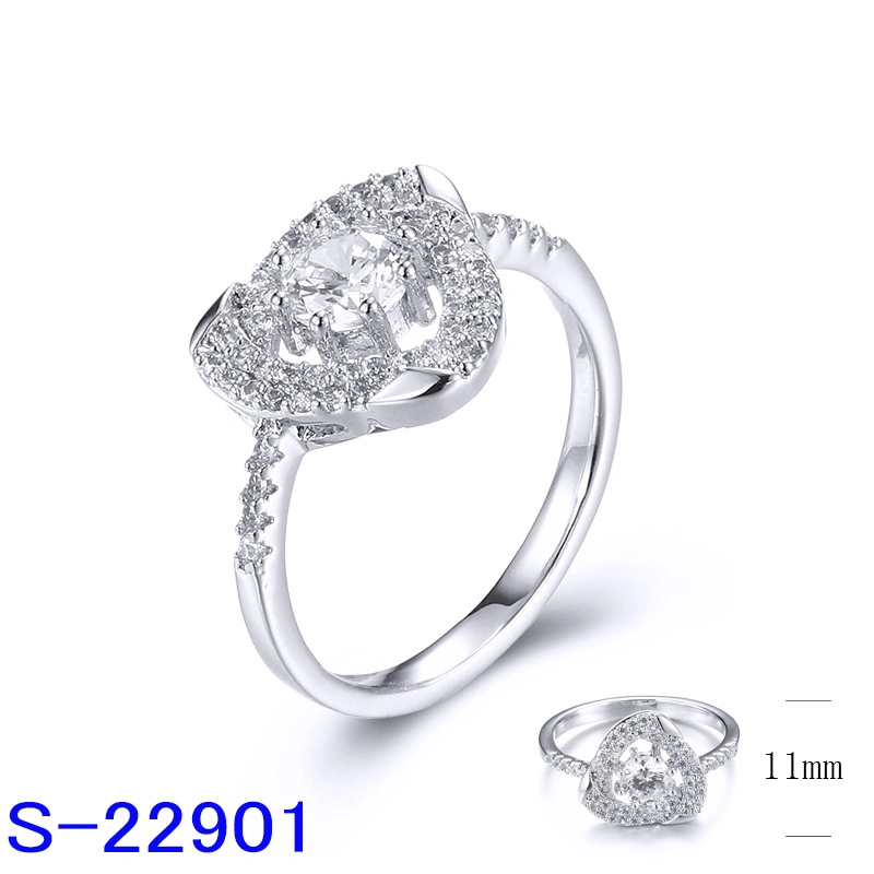 Wholesale 925 Sterling Silver Fashion Copper Jewelry Wedding Engagement CZ Ring for Women