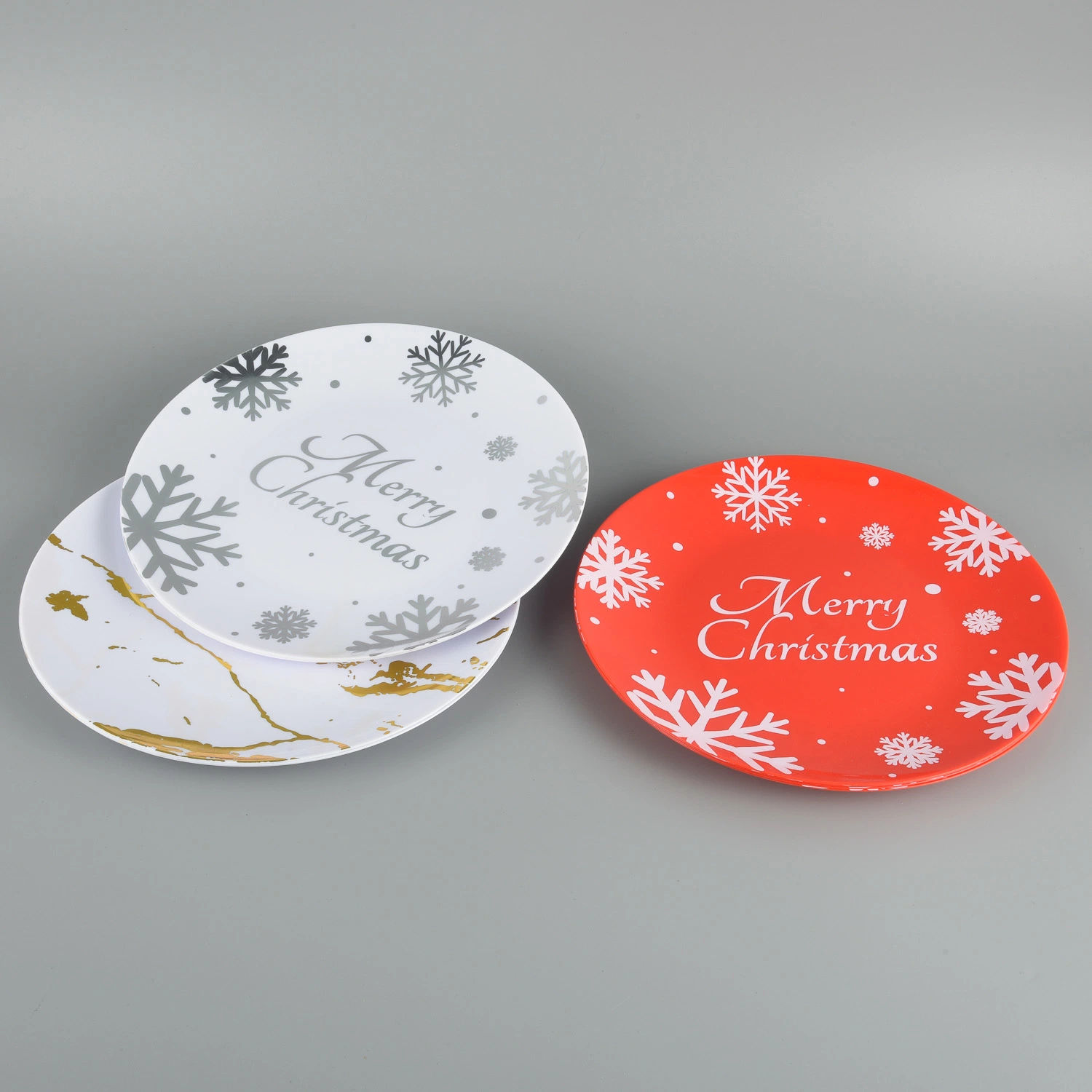 Wholesale/Supplier Golden Color Christmas Plastic Disposable Round Plate for Party