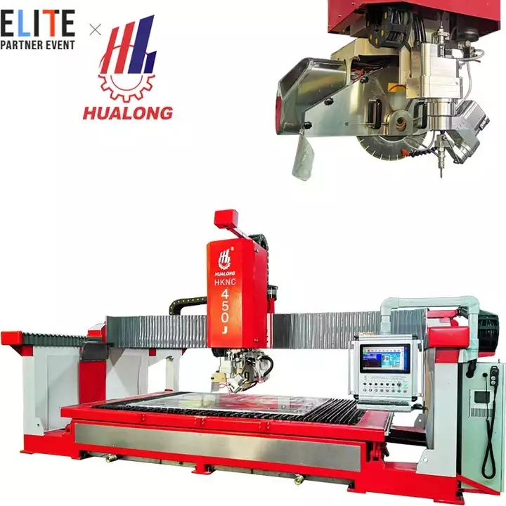 Hknc-500 High Speed CNC Tile Cutter Bridge Stone Cutting and Milling Machine Bridge Saw 5 Axis Countertops 3D Marble Granite Italy Pegasus System Poland UK UAE