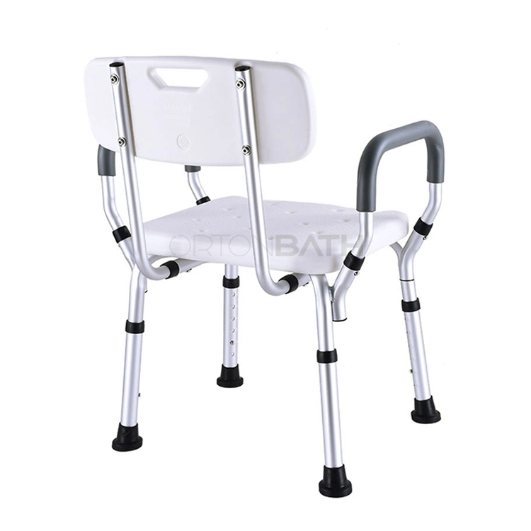 Ortonbath aluminio médico asiento ajustable silla de ducha Banco taburete de baño Asiento de ducha con soporte