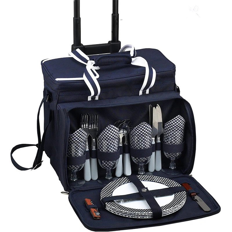 600d Polyester 30L Rolling Outdoor Camping Trolley Cooler Bag