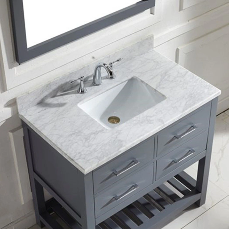 White Marble Vanity/Cabinet/Worktop/Countertop for Bathroom 36 Inch Marble Sink