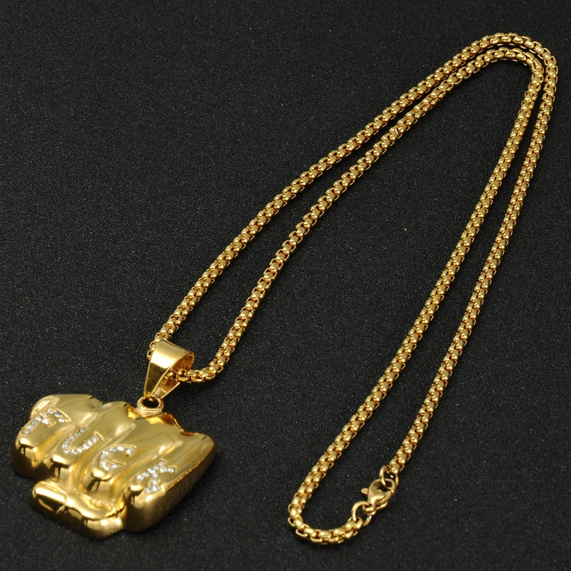 Rendre les hommes d'personnalisée prix d'usine Hiphop Diamond Fist Collier en acier inoxydable