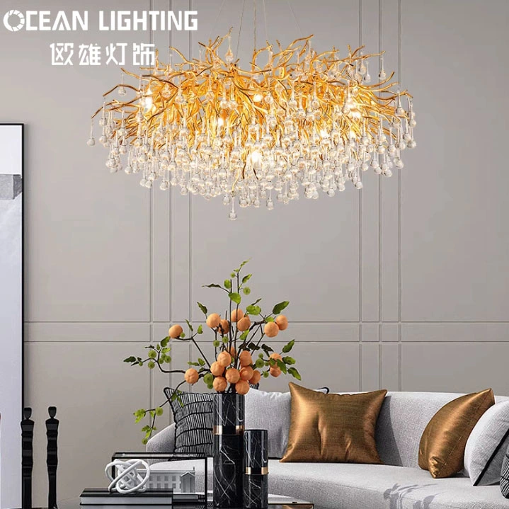 إضاءة المحيط مصباح حديث غرفة معيشة فاخرة ثريا غرفة نوم مصباح فيلا مبتكرة مع مدلاة Ac2 كريستال