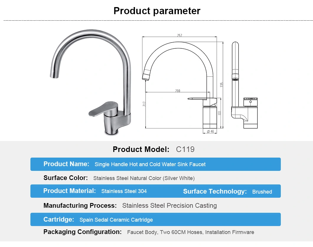 Fábrica de Azinox de precisión de fundición Baño grifo Cocina de acero inoxidable grifo