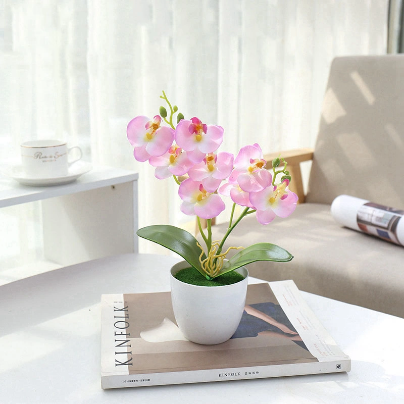 Direct Manufacture Cheap Artificial Butterfly Orchid Flower in Plastic Pot