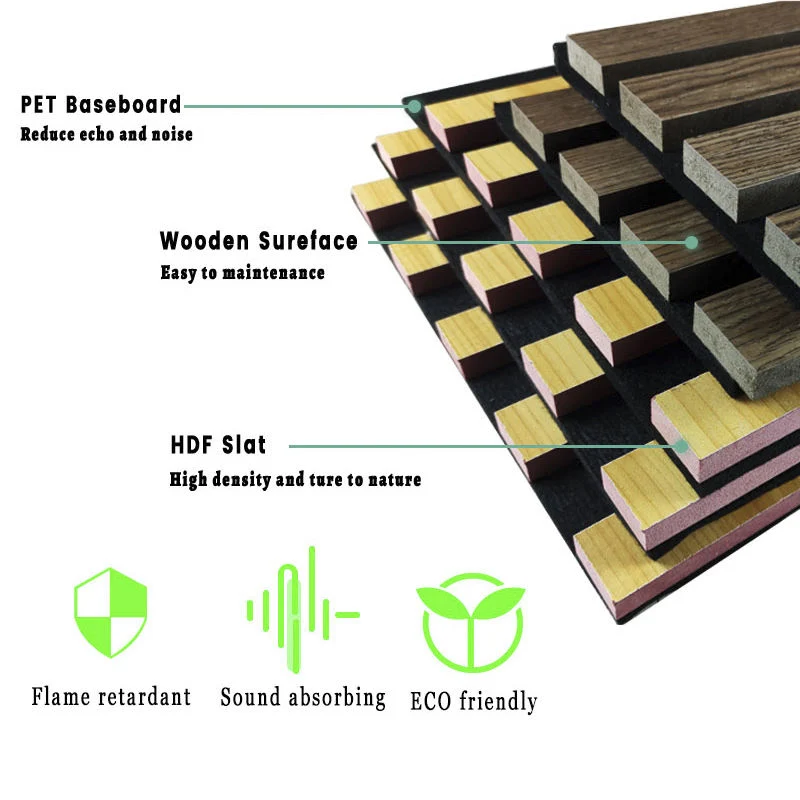 Noyer naturel 600*600*21mm Panneaux acoustiques décoratifs en bois mur de diffusion