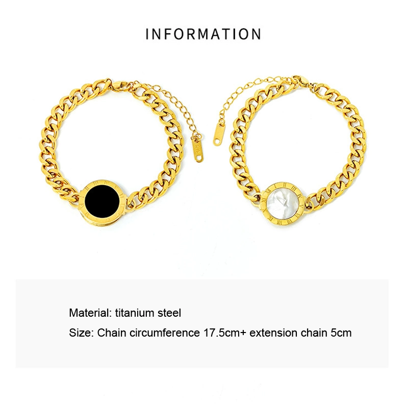 Fashion Women Roman Numerals Bracelets 18K Gold Plated Cuba Chain Bracelets Accessories