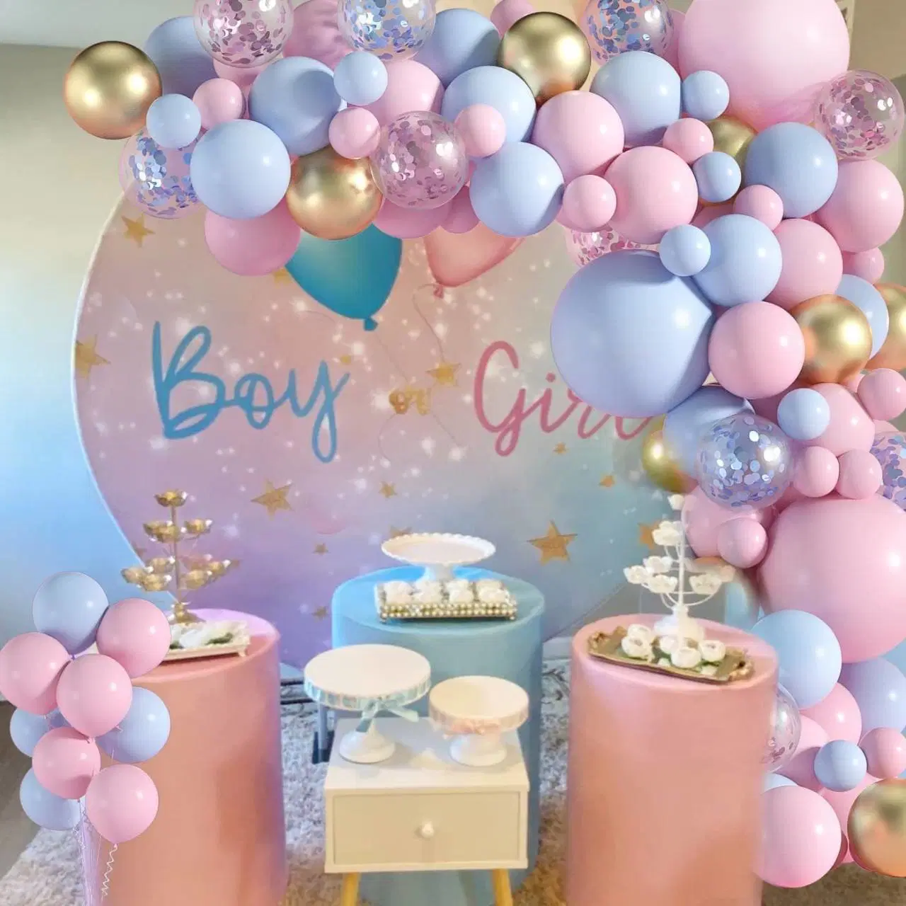 Macaron Blue Pink Balloon Arch Set Gender Reveal Party Supplies Inflatable Balloon Party Arrangement Decorative Latex Balloons