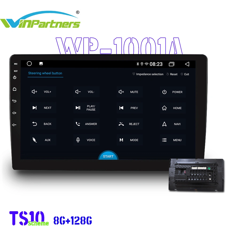 8g+128g de 10 pulgadas, todos en un equipo estéreo para coche Bluetooth Ahd Vista Posterior EQ logotipo GPS MP5 Player Wp1001A