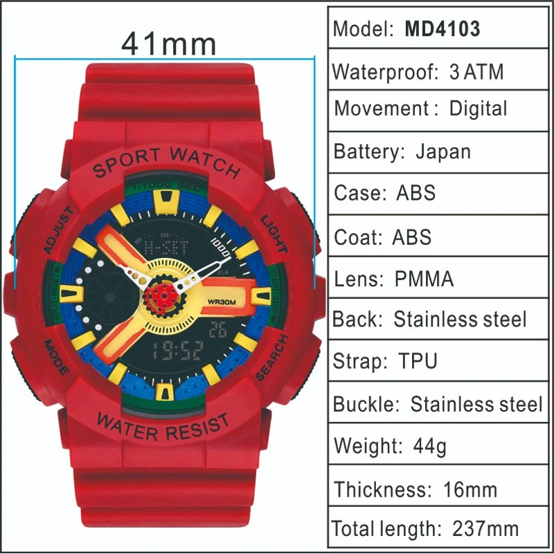 Custom Logo Latest Fashion Sport Digital Analog Wristwatch