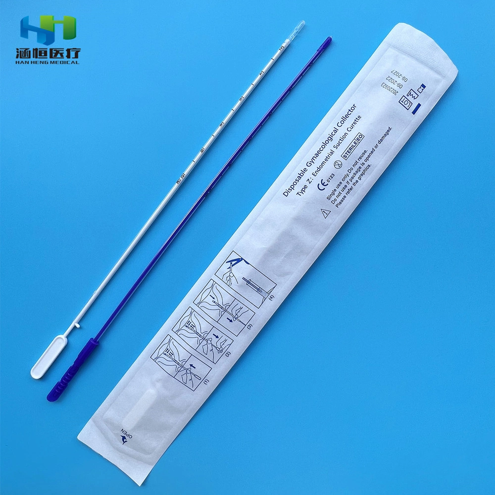 Curette endométriale Dispositif médical de biopsie de curette d'aspiration en PP de qualité médicale Canule Pipelle Collecteur gynécologique en PP Échantillonneur endométrial cervical CE