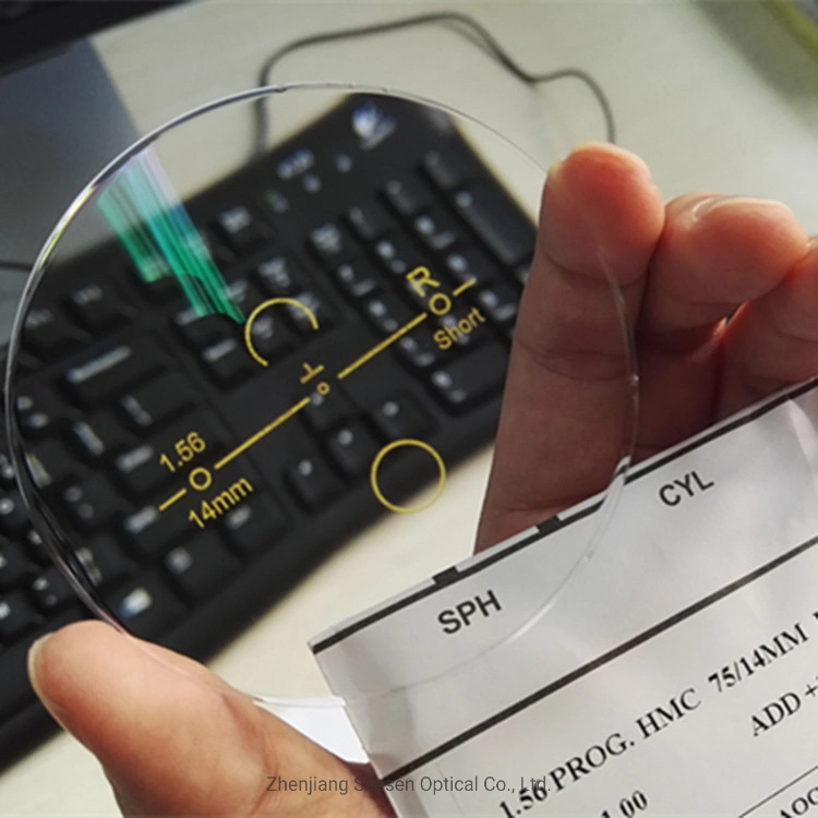 Óptica lente de vidrio Fabricantes Rendimiento de alta calidad/alto costo 1,56 UV420 Corte Azul Lentes oftálmicas progresivas HMC