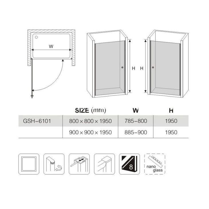 Enjoy High quality/High cost performance  Semi-Framed Pivot Shower Door