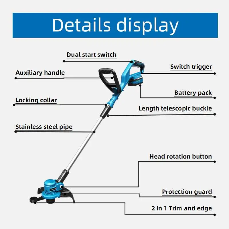 18V/20V Lithium Cordless Range Battery Outdoor Garden Portable Grass Trimmer