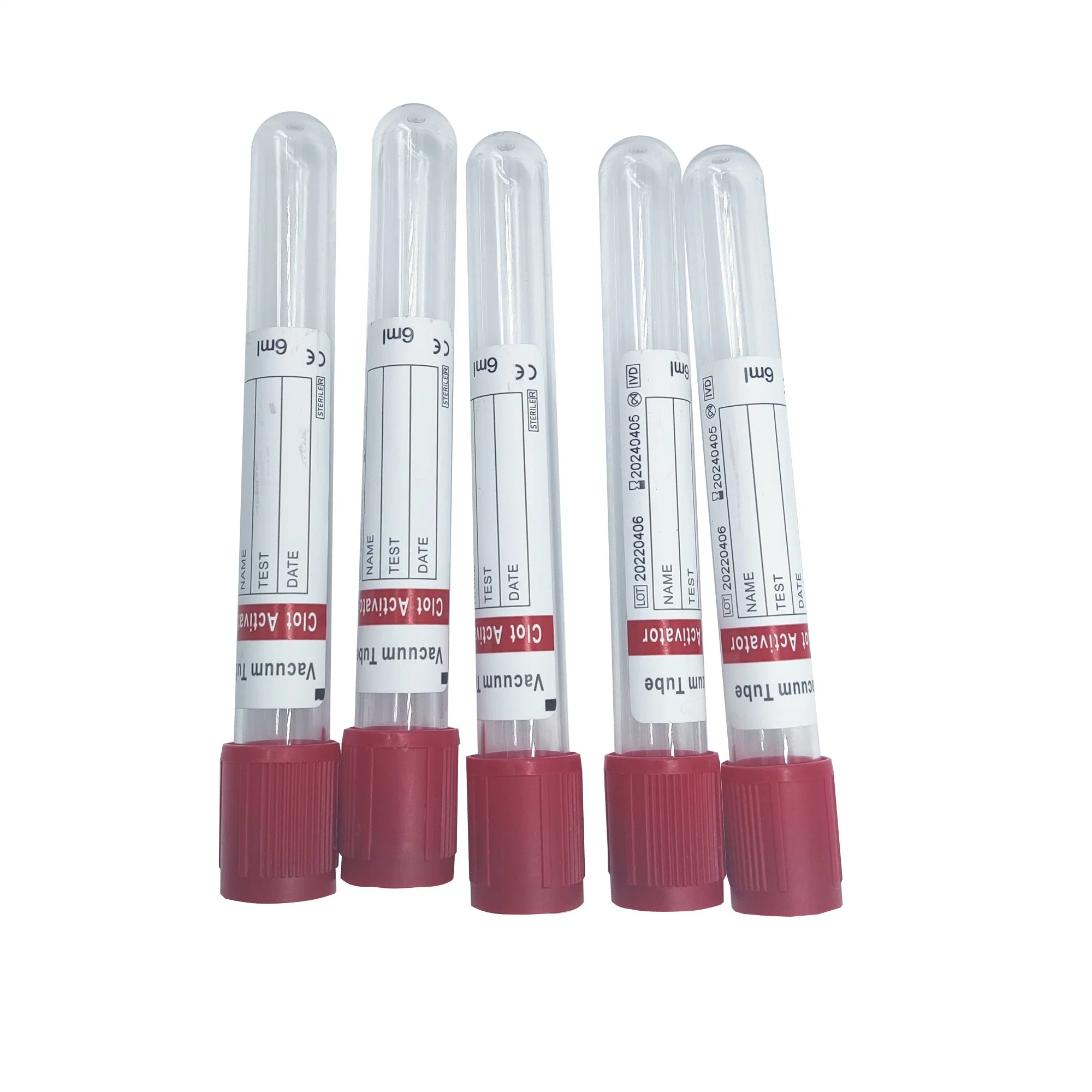 Disposable Medical Glass Blood Test Red No Additive Vacuum Blood Collection Tube