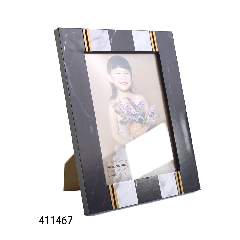 Nouveau cadeau promotionnel placage en bois MDF Photo Photo Frame pour la maison de décoration en métal