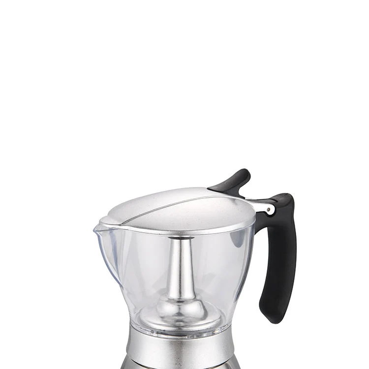 Nuevo estilo 300 ml de acero inoxidable de la base de cristal personalizado cafetera expreso Moka Olla Cocina Vintage Cafetera