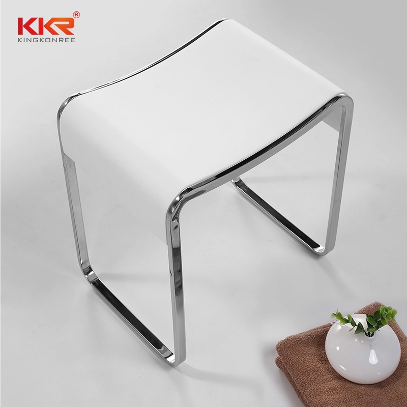 Stainless Legs Solid Surface Stone Top Surface Shower Stool