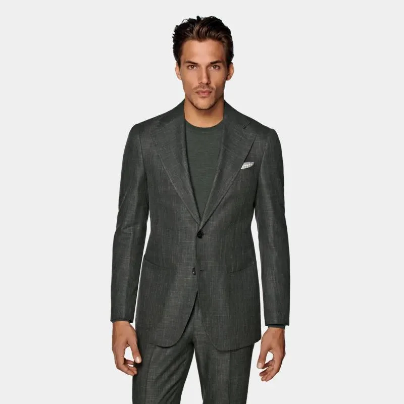 Silk and Linen Blended Slim Men's Two Single-Breasted Suits for Business