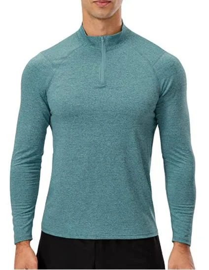 Custom Long Sleeve Half Zipper Training T Shirt Quick Dry Athletic Sportswear
