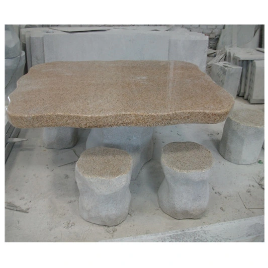 Outdoor Granite Stone Table Chairs Fine Workmanship Garden Ornaments