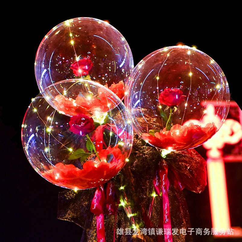 Transparent LED Balloon Light DIY Luminous Rose Bobo Balloon Suitable for Valentine&prime; S Day Confessions Wedding Mother&prime; S