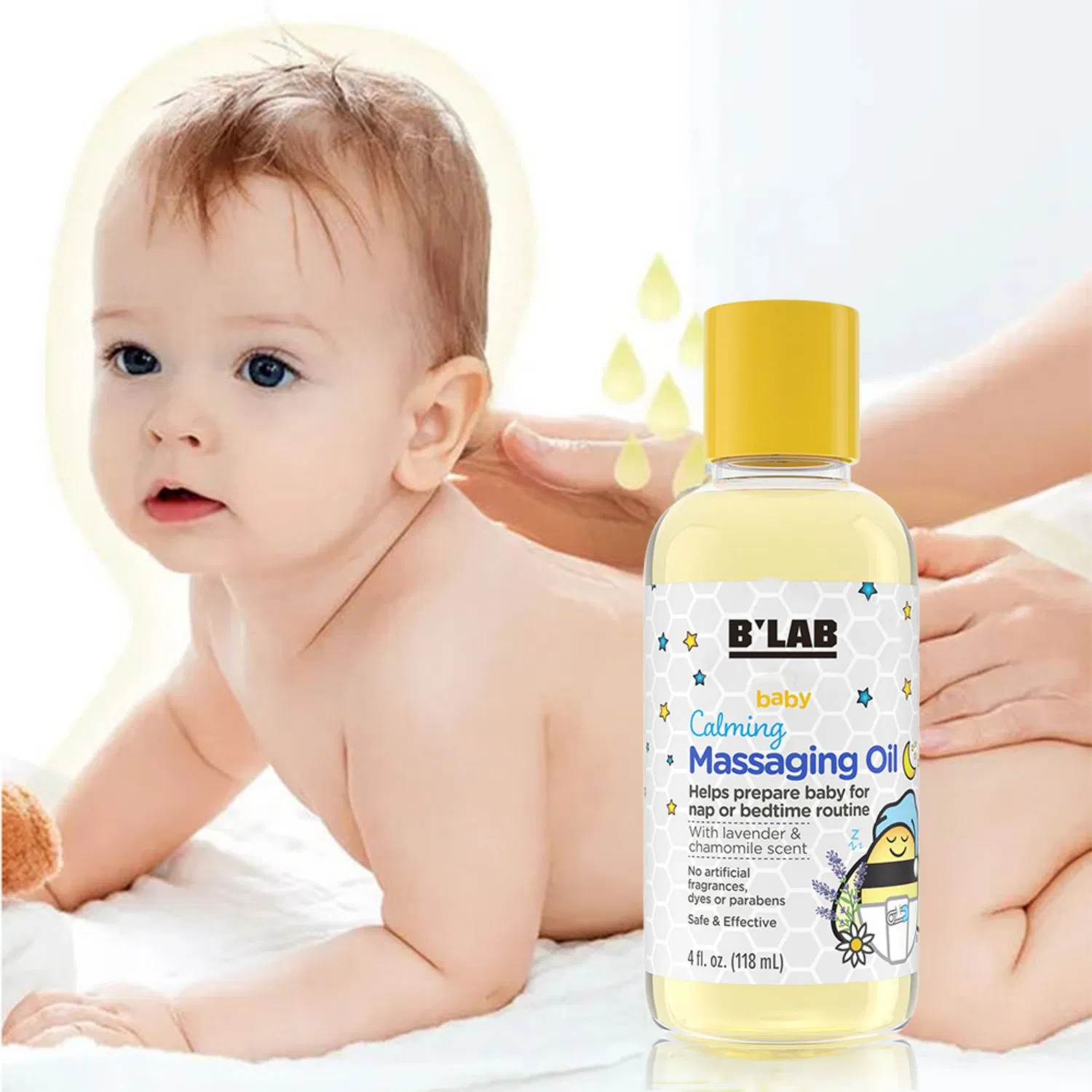 Private Label Bady Care Calming Massage Oil for Babies Tearless Formula