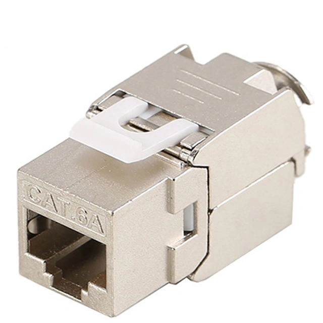 10 Gigabit CAT6/CAT6A RJ45 FTP Tool-Less Zinc-Alloy Shielded Keystone Jack